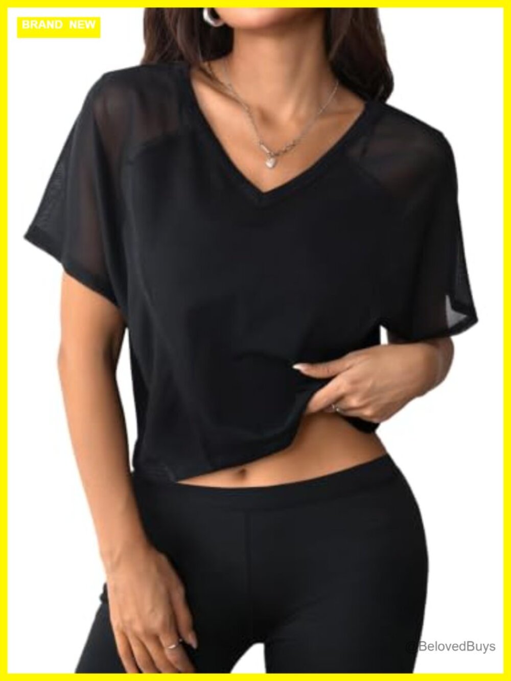 Mesh Workout Top Short Sleeve Cotton Crop Top Gym Shirt
